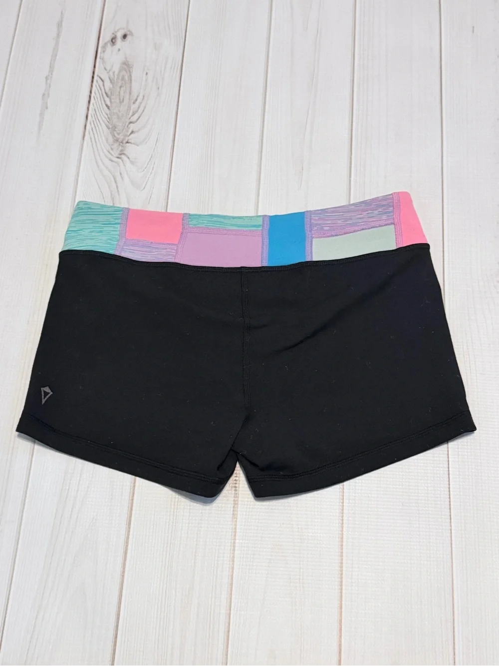 Ivivva Black Shorts with Pink, Purple, Blue & Mint Waistband
